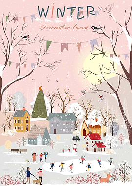 Winter Wonderland Village Scene