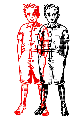 Two Boys in Red and Black