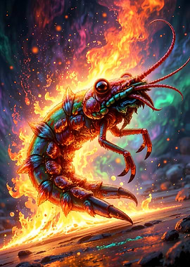 Fiery Crustacean Creature