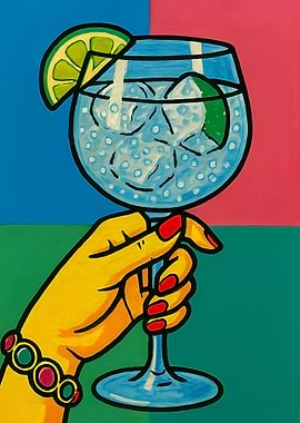 Cocktail in Hand Pop Art