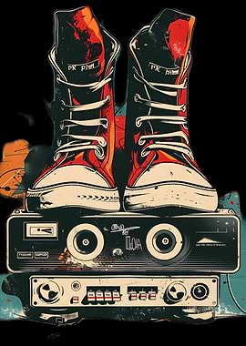 Sneakers on Vintage Audio Equipment
