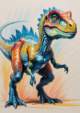 Colorful Cartoon Dinosaur Illustration