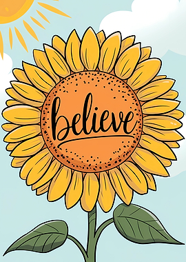 Believe Sunflower Illustration