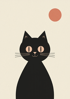 Minimalist Black Cat Illustration