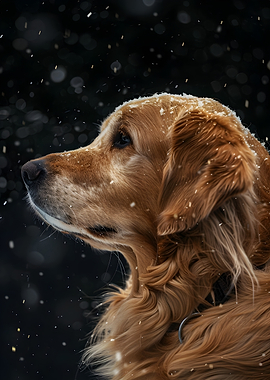 Golden Retriever in Snowfall