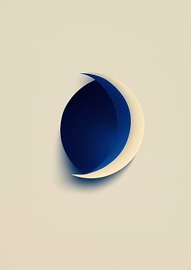 Abstract Blue and White Crescent Shape
