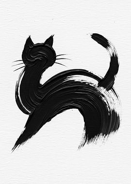 Abstract Black Cat Painting