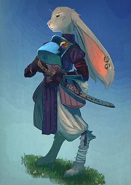 Anthropomorphic Rabbit Warrior Illustration