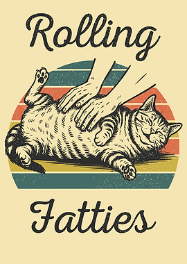Rolling Fatties Cat Petting Illustration