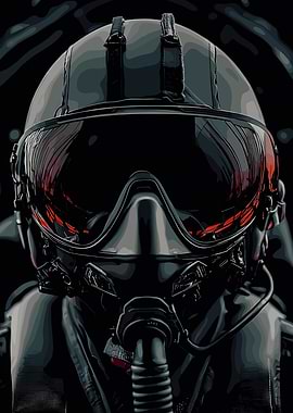 Pilot in Flight Helmet Illustration