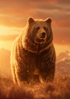 Majestic Brown Bear in Golden Light