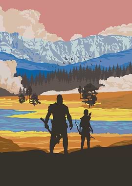 Hunters in a Mountainous Landscape