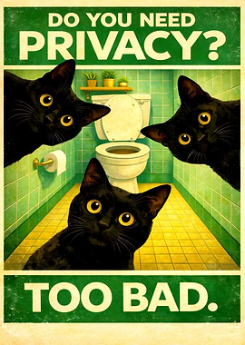 Cats in Bathroom: No Privacy