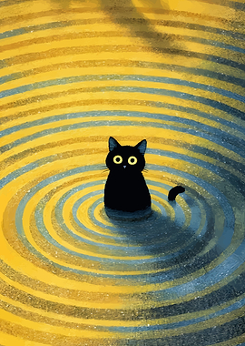 Black Cat in a Ripple