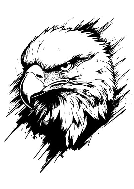 Eagle Head Black and White Illustration