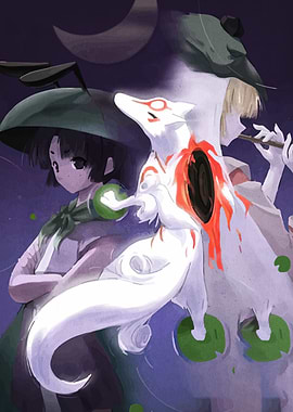 Okami Amaterasu and Characters Digital Art