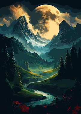 Mountain Landscape Digital Painting
