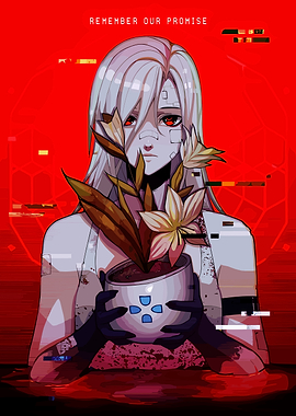 Anime Girl with Plant Pot