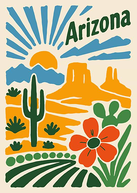 Arizona Desert Landscape Illustration