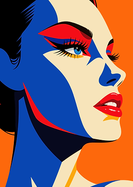 Abstract Woman Portrait with Bold Colors