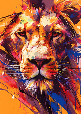 Colorful Lion Portrait
