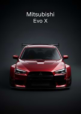 Mitsubishi Evo X Red Car poster
