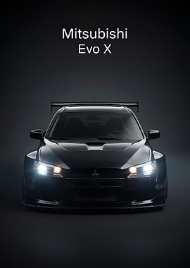 Mitsubishi Evo X black poster