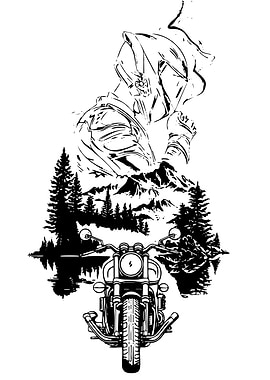 Motorcycle Rider in Nature