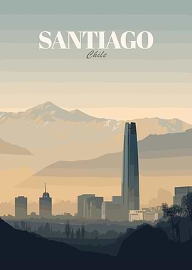 Santiago Chile Cityscape Illustration
