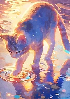Cat Paws in Water Digital Art