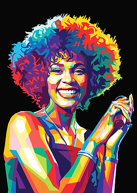 Whitney Houston Colorful Pop Art Portrait