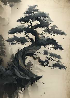 Bonsai Tree on Cliff Edge