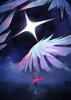Abstract Figure Under Starry Wings