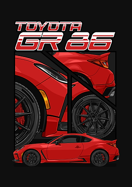 Toyota GR86 Red Car Illustration