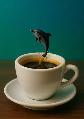 Dolphin Jumping into Coffee Cup