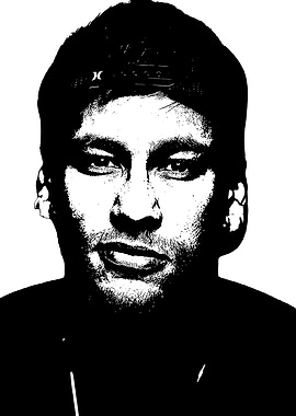 Black and White Portrait of Neymar