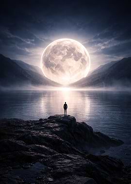 Moonlit Lake Contemplation