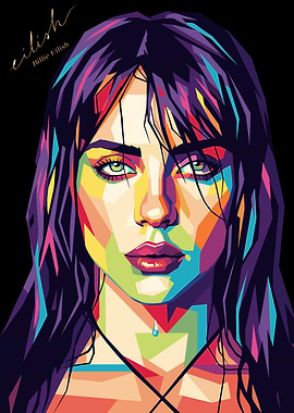 Billie Eilish Colorful Portrait