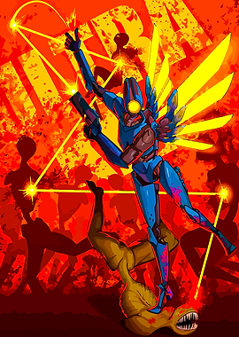 Robot Action Scene with Wings