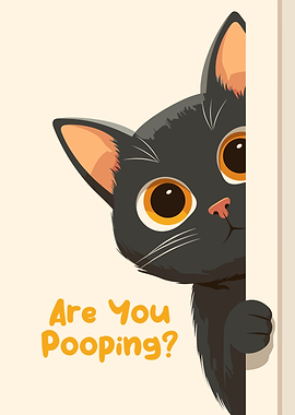 Cartoon Cat Peeking with Funny Text
