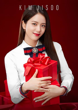 Kim Jisoo with Red Gift Christmas Boxes