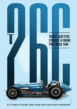 Talbot-Lago T26C Racing Car Poster