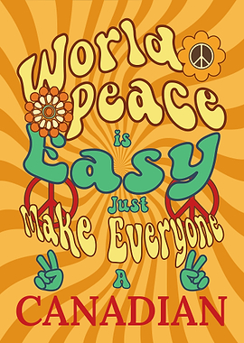 World Peace Canadian Retro Art