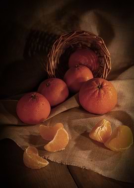 Tangerines in Basket Still Life