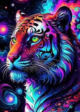 Psychedelic Tiger Portrait