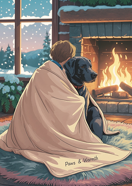 Cozy Winter Scene with Dog