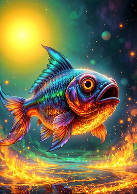 Fiery Fish in Cosmic Waters