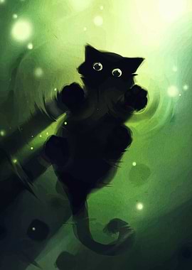 Black Cat in Green Light
