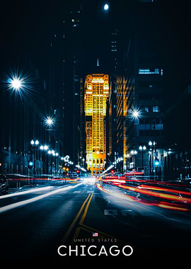 Chicago Night Cityscape
