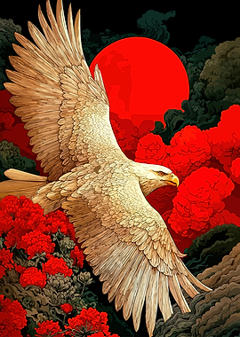 Eagle Flight Red Moon
